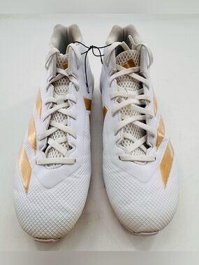 Adidas Adizero Impact Football Cleats Men’s Size 10.5 White/Gold Sports Shoes